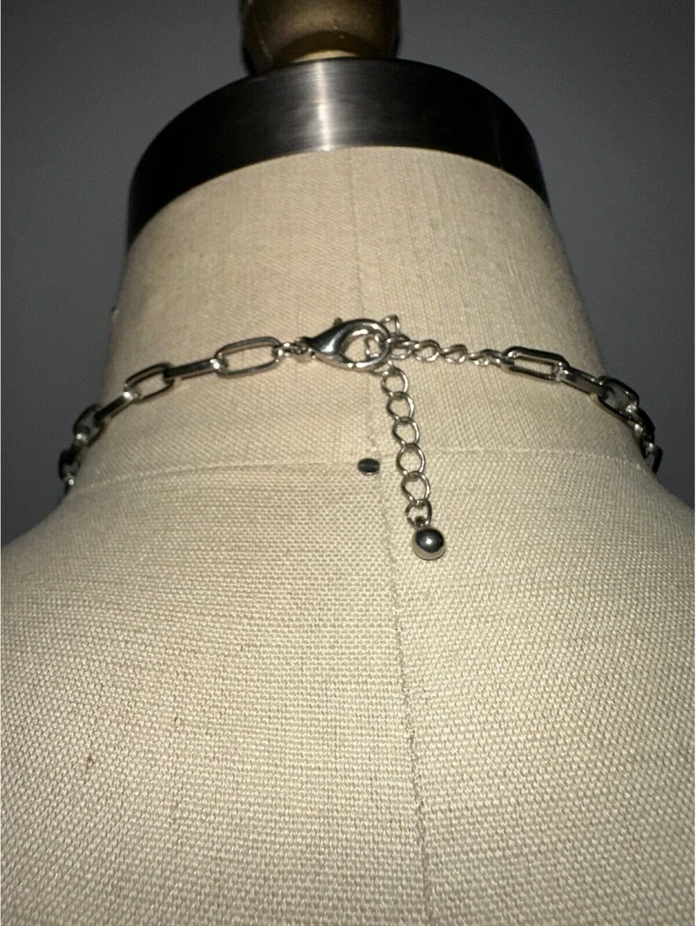 Silver Y2K Style Multi-Layered Paperclip Statement Necklace